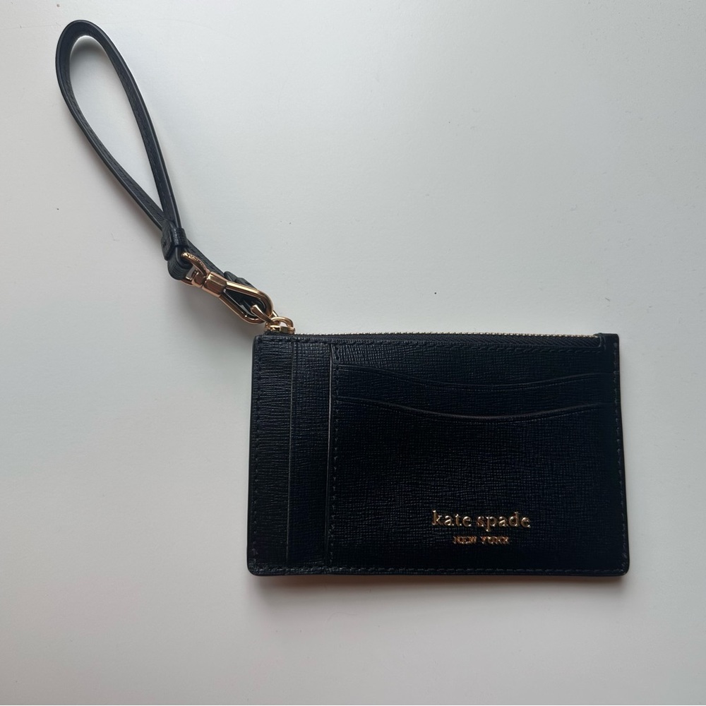 Kate Spade Black Card Holder with Gold Accents